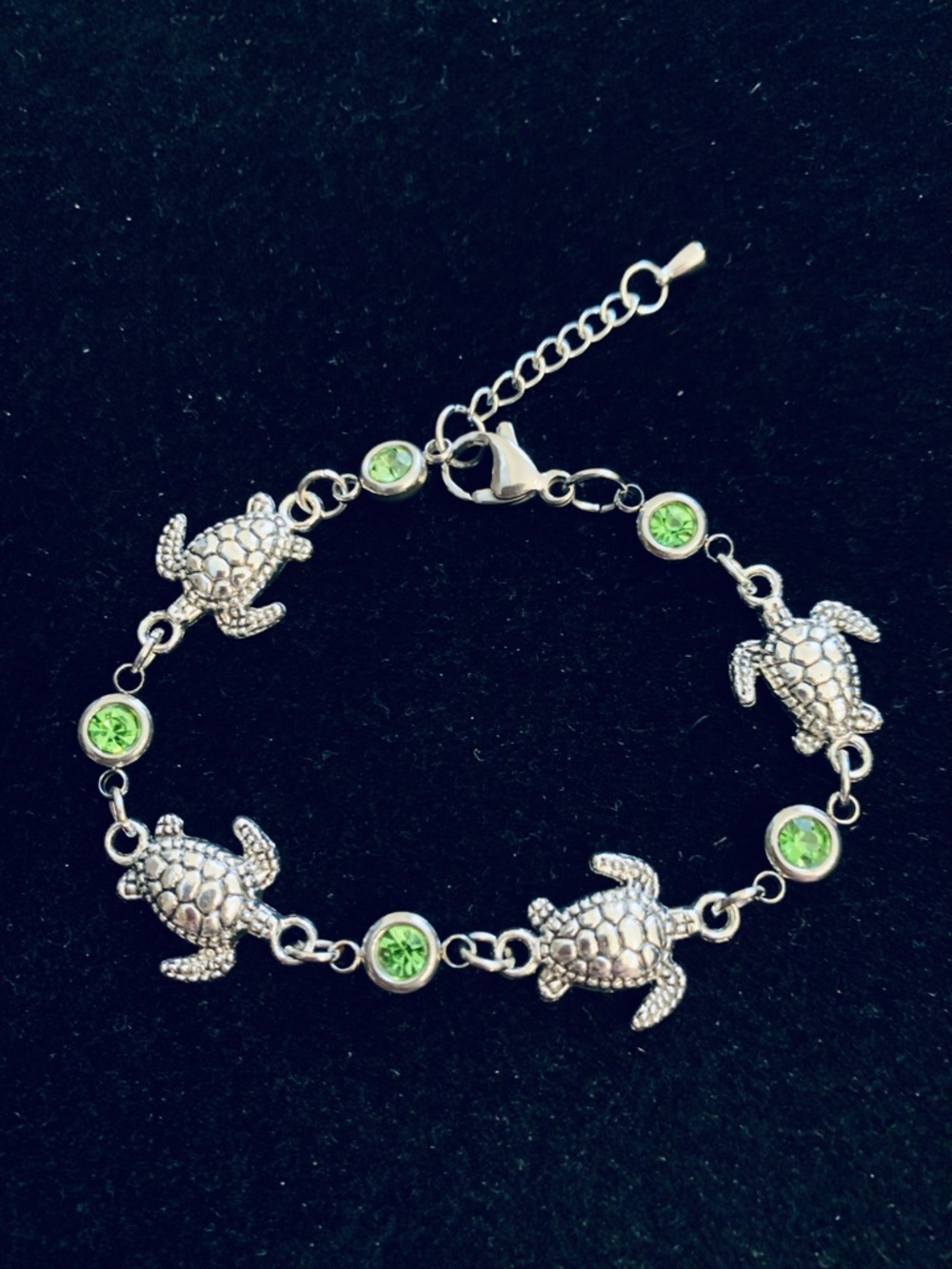 Sea Turtles charm bracelet with birthstone/rhinestone charms